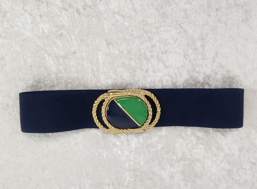 Vintage NAN LEWIS Womens Gold-Tone Blue & Green Belt Buckles